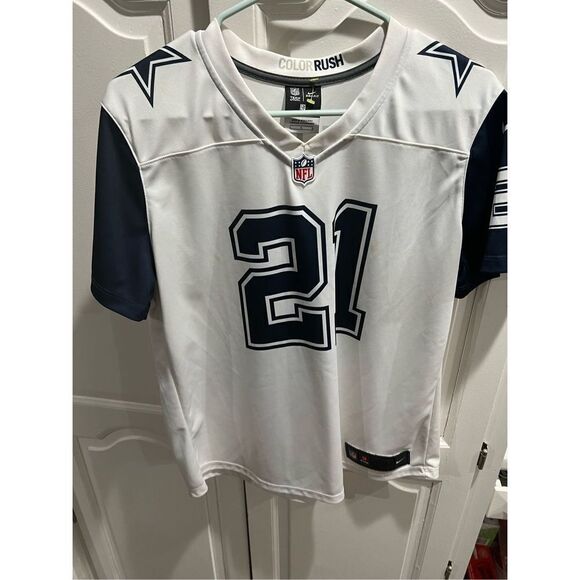 EZEKIEL ELLIOTT DALLAS COWBOYS YOUTH WHITE NIKE GAME FOOTBALL JERSEY - Picture 1 of 6